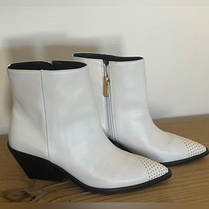 Carrano White Leather Ankle Boots with High Heels
